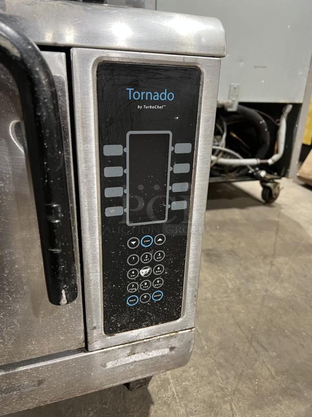 TurboChef commercial stainless steel ventless rapid cook oven with digital controls. Model: Tornado. Electric-powered countertop appliance. Used condition.