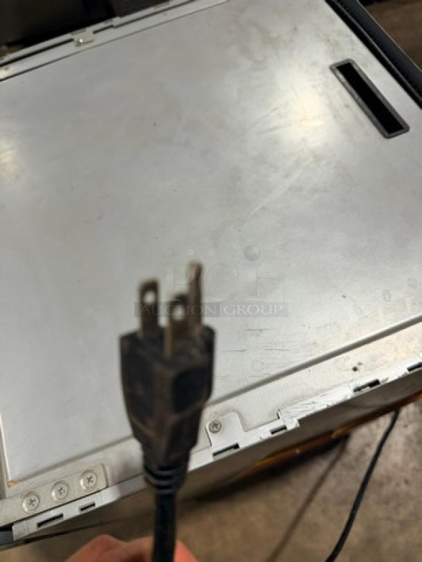 Commercial stainless steel beverage cooler, single glass door, RedBull style, countertop model RBGDCT, 115V.