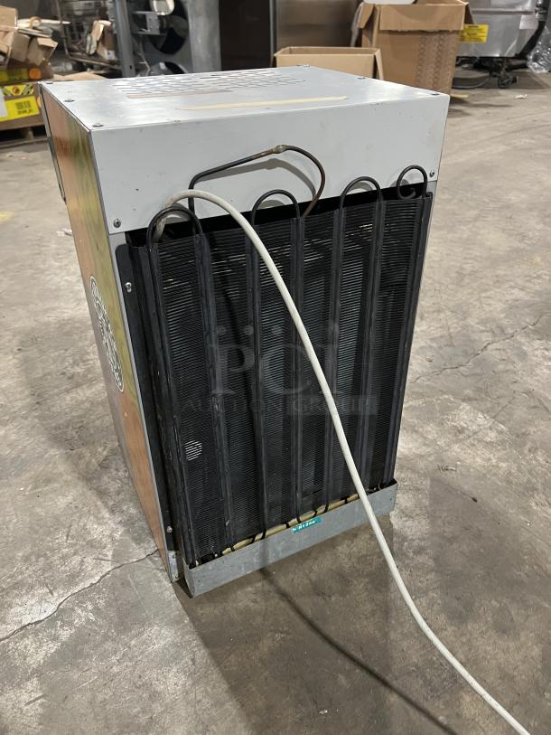 Starbucks Cold Masters CT200 countertop cooler, 115V, 1 phase, rear view showing coils, power cord; used condition.