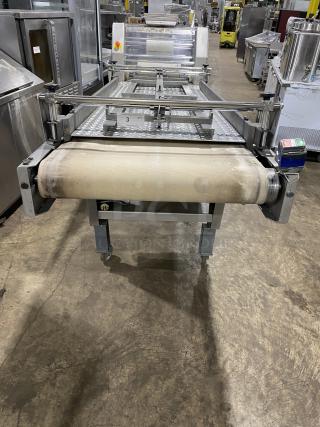 BTF Commercial Stainless Steel Dough Moulder Machine, Model OBLIK 3000, on casters, 3N 208V, SN: 001, used condition.