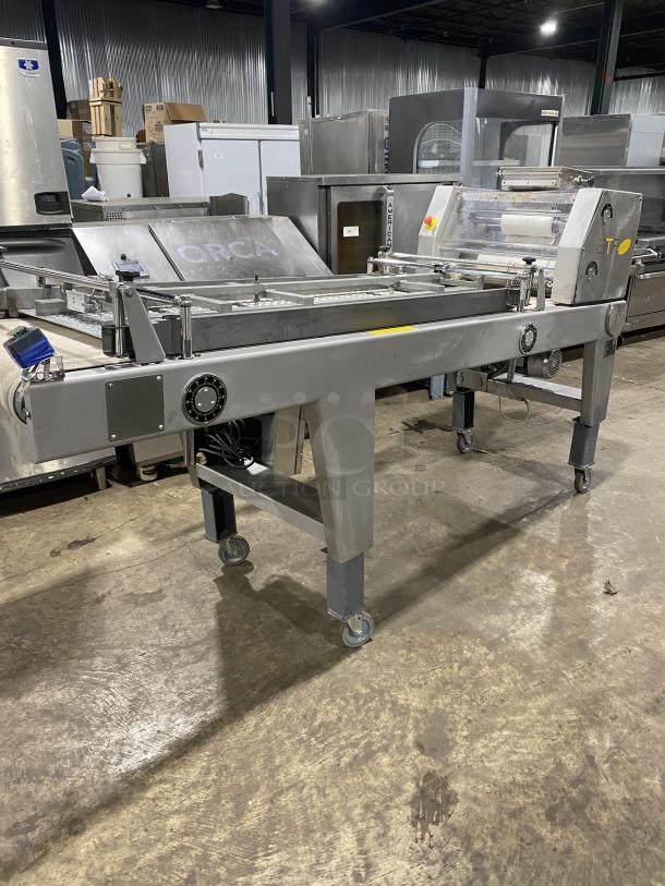 BTF Commercial Stainless Steel Dough Moulder Machine, Model OBLIK 3000, on casters, Serial No. 001, 3N 208V.