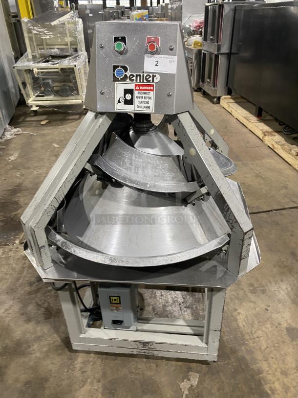 Benier stainless steel conical dough rounder machine, with control panel, on casters, used condition.