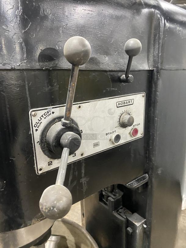 Hobart M802 commercial stainless steel mixer, control panel with levers, 200V, model SN: 1317020, used condition.