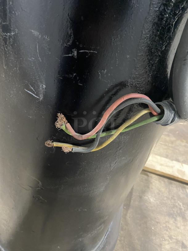 Hobart M802 commercial mixer. Exposed wires indicate need for repair. SN: 1317020. 200V. Black base shown.