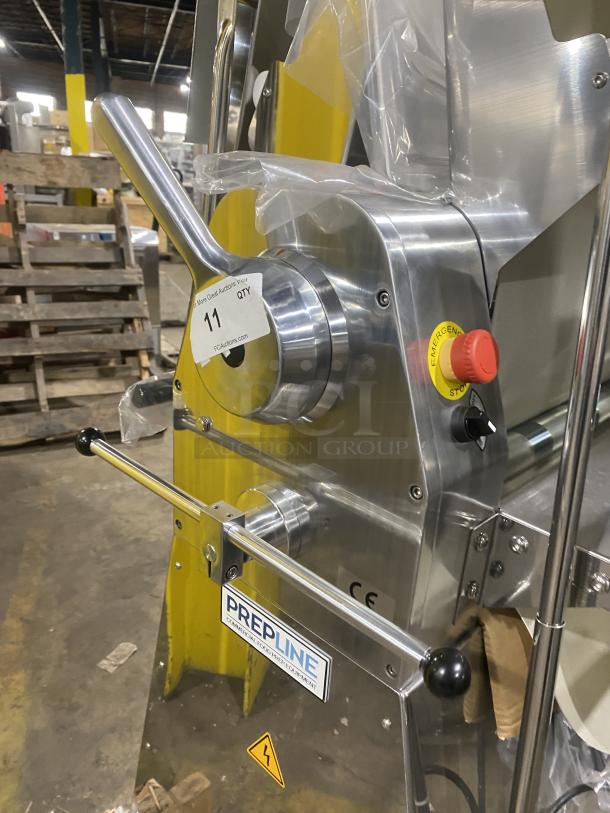 Prepline FSS120 commercial dough sheeter, stainless steel, electric, foldable conveyor, new 2022 model, SN: E21520179.