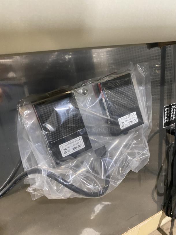 NEW Prepline FSS120 dough sheeter, 2022 model, stainless steel, reversible, with foldable conveyor. SN: E21520179, 120V 1 Phase.