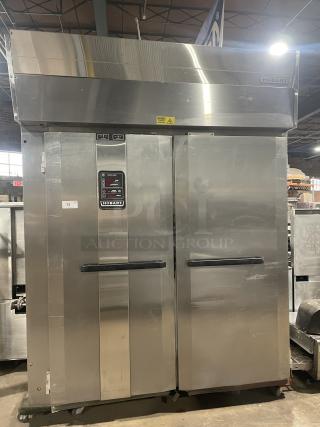 Hobart Commercial Stainless Steel Heated Holding/Proofing Cabinet with digital controls, dual doors, used condition.