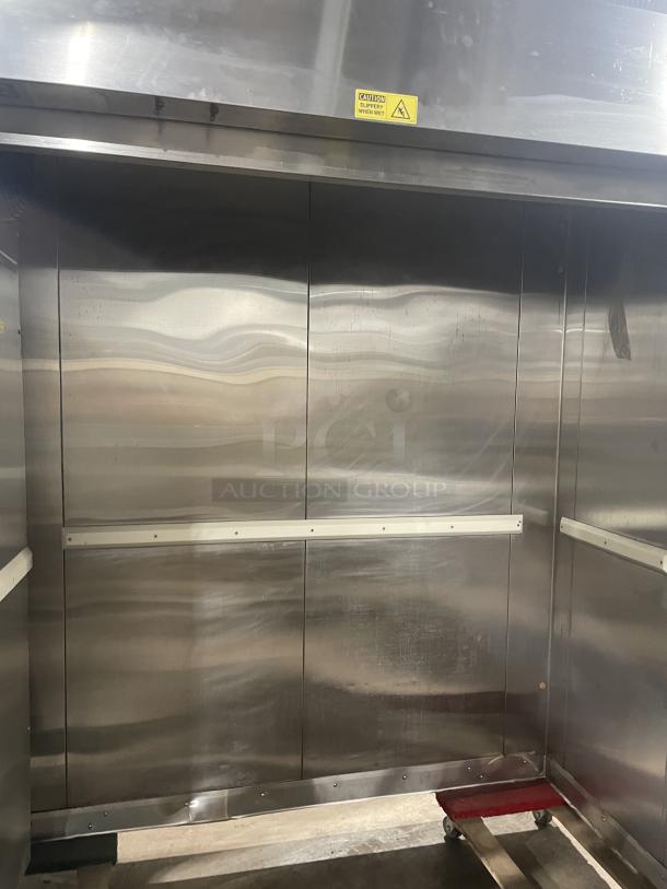 Hobart commercial stainless steel heated holding/proofing cabinet with digital controls, caution label visible, clean condition.