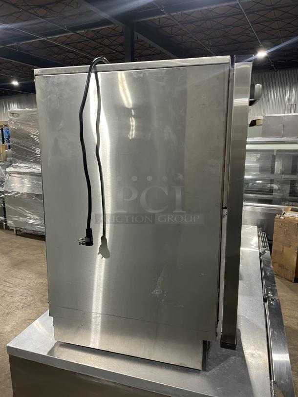 Manitowoc stainless steel undercounter ice maker model SMS050A002, air-cooled, 115V, for indoor/outdoor use.