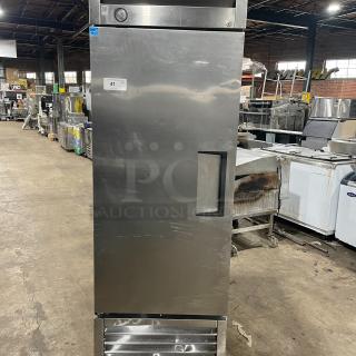 True T-23F commercial stainless steel freezer, one-door, on casters, model T23F, SN: 7887234, 115V 1 phase, good condition.