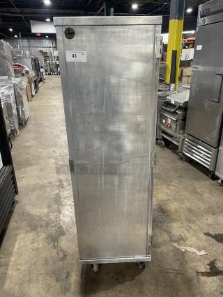 Cres Cor Proofing/Food Warming Cabinet on casters, holds full-size sheet pans, 120V 1Phase, industrial setting.