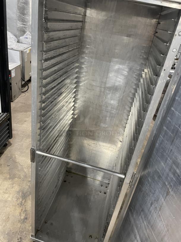Cres Cor proofing/food warming cabinet on casters, holds full-size sheet pans, 120V 1Phase, used condition.