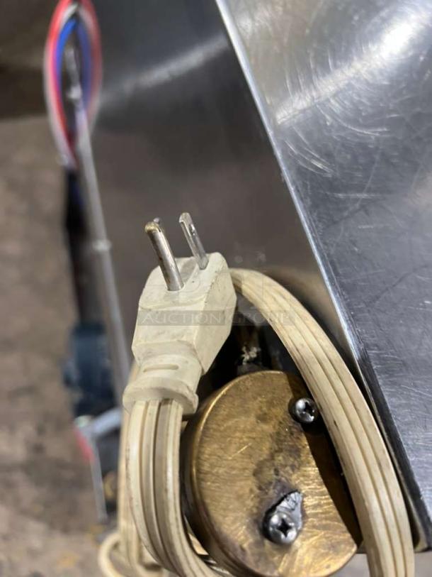 ADS ET Series under-counter commercial dishwasher plug and wiring detail, stainless steel, model ETAF-M, 120V, serial 25857.