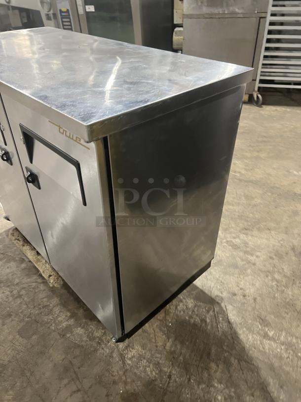True Commercial Stainless Steel 2-Door Back Bar Cooler, Model TBB-24-48S, with black coated wired rack, 115V, 1 Phase.