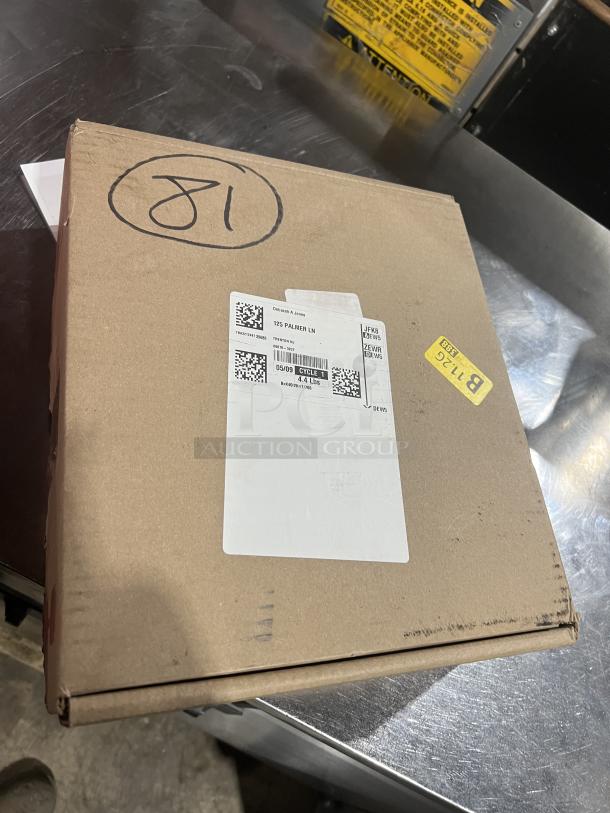 Perfect Fry air filter replacement cartridge, model 2FV803, in a sealed box with shipping labels visible.