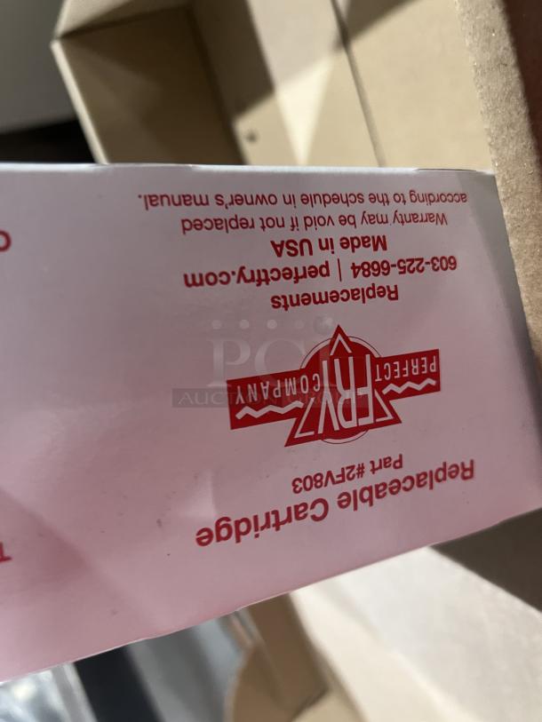 Perfect Fry Commercial Air Filter Replacement Cartridge, Model 2FV803, new condition, labeled packaging indicates USA-made.