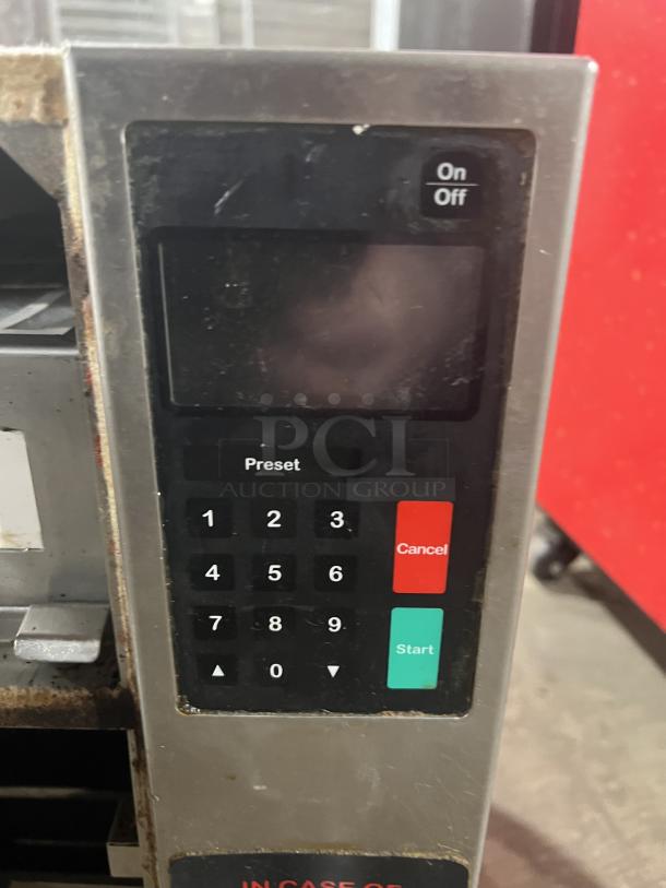 Perfect Fry PFC570 commercial stainless steel electric fryer, 240V 1 Phase. Features digital controls, visibly used condition.