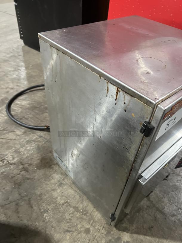 Perfect Fry PFC570 stainless steel countertop deep fat fryer with visible wear, 240V, 1-phase connection, commercial use.