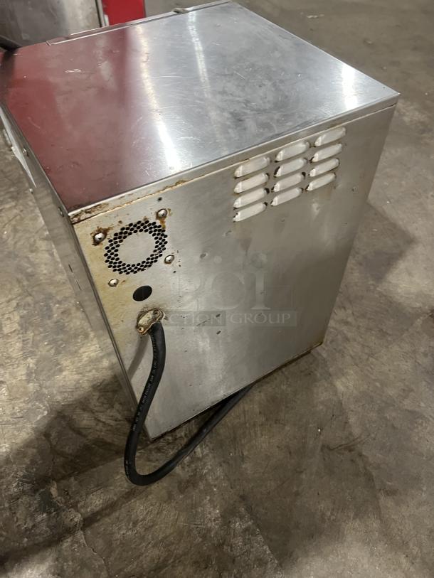 Perfect Fry PFC5708 commercial countertop electric fryer, stainless steel, used condition. Model and SN visible; 208V, 1 Phase.