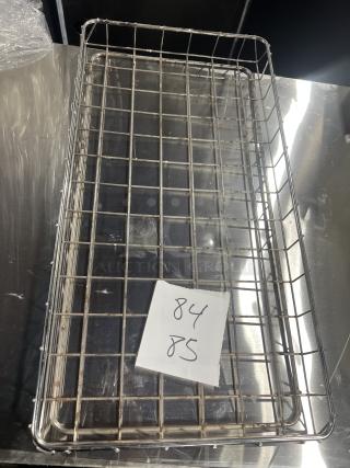 Commercial chrome plated full-size bagel/pastry wired rack, excellent condition, features mesh design, tag with numbers 84, 85.