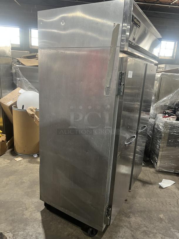 Continental 2R stainless steel 2-door reach-in refrigerator on casters, 115V, 1 Phase, SN: 15568894, used condition.