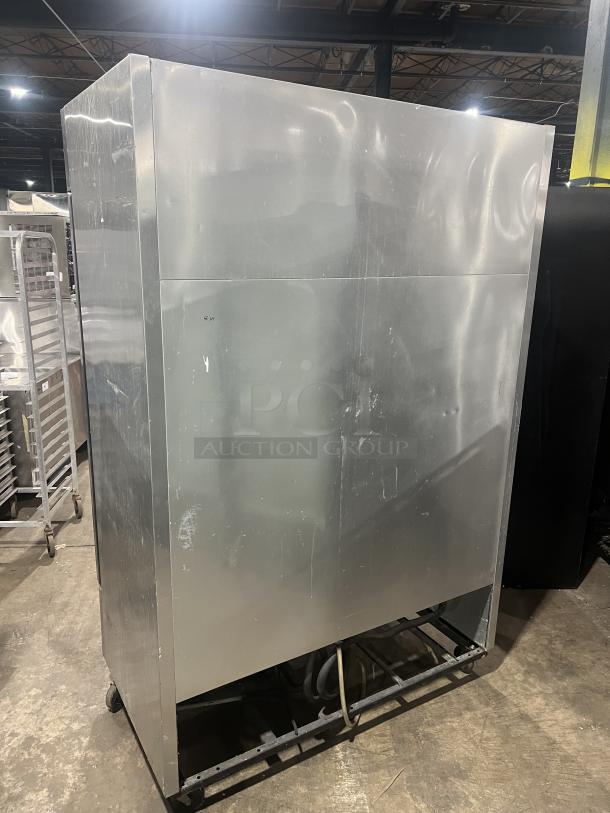 True T-49 stainless steel 2-door reach-in refrigerator, SN: 6526031. Commercial, on casters, in used condition.