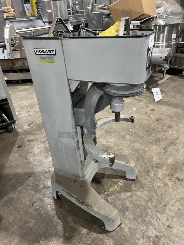 Hobart Legacy Series HL300 30Qt commercial mixer, 200-240V, 3 phase, on legs. Visible wear, serial number 31-1402-133.