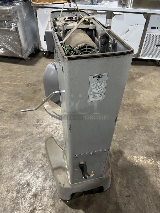 Hobart Legacy Series HL300 30Qt commercial mixer, 200-240V, 3 phase, on legs. Visible operational wear.