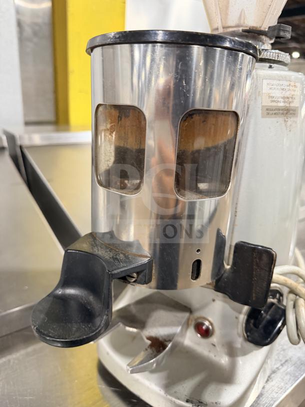 Mazzer Luigi SUPERJOLLYAUT espresso grinder with bean hopper, used condition, 110V 1 Phase, SN: 0322658, countertop model.