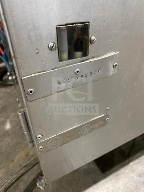 ADS ET Series under-counter commercial bar dishwasher in stainless steel, model ET-AF-M, serial 080206, 120V, 1 phase.