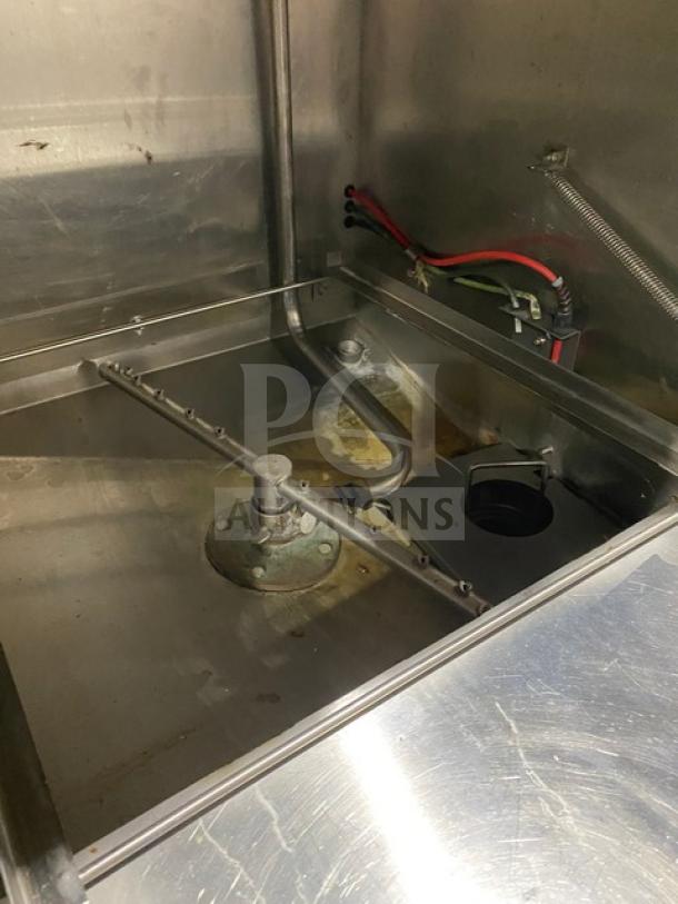 ADS under counter commercial dishwasher, stainless steel interior, ET Series Model ET-AF-M, 120V, 1 phase. Visible wear.