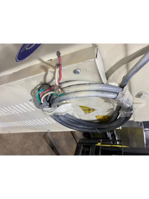 ABS Commercial Electric Powered Heavy-Duty 80 Qt. Planetary Dough Mixer, Model SM80L, with wiring and electrical label shown.