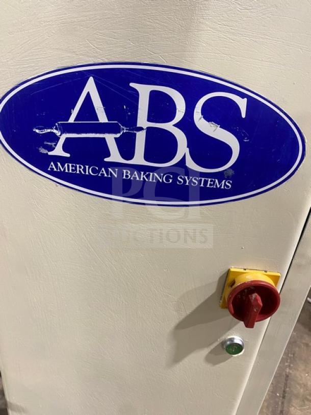 ABS commercial heavy-duty 80 qt. planetary dough mixer, model SM-80L, with stainless steel bowl guard and flat beater.