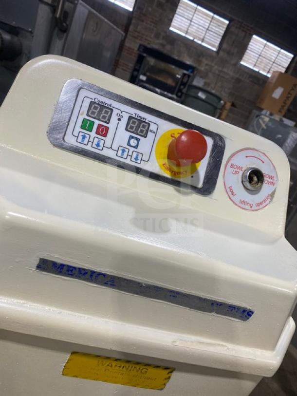ABS Commercial 80 Qt. Planetary Dough Mixer, Model SM-80L, with control panel, stainless steel bowl guard, flat beater, 208V 3 Phase.