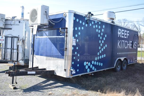 2019 Quality Cargo 8.5' x 24' mobile kitchen trailer, Burger King spec, with grease hood, refrigeration, fryers, griddle.