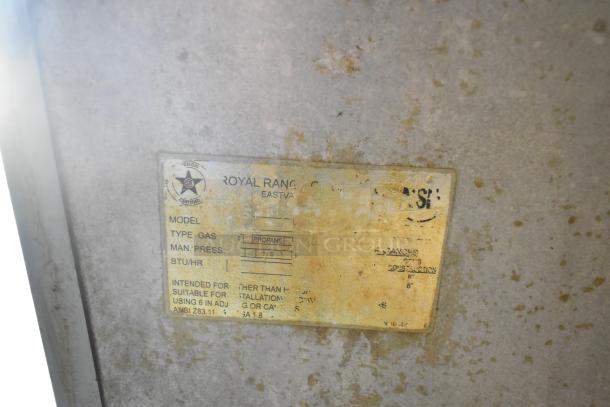 2019 Quality Cargo 8.5' x 24' Burger King Spec Mobile Kitchen Trailer. Label shows propane usage, Royal Range branding.