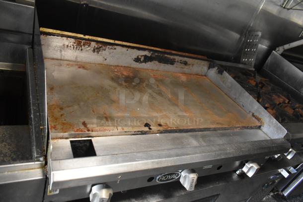 2019 Quality Cargo 8.5' x 24' mobile kitchen trailer with grease hood; includes Royal griddle, burners, in used condition.