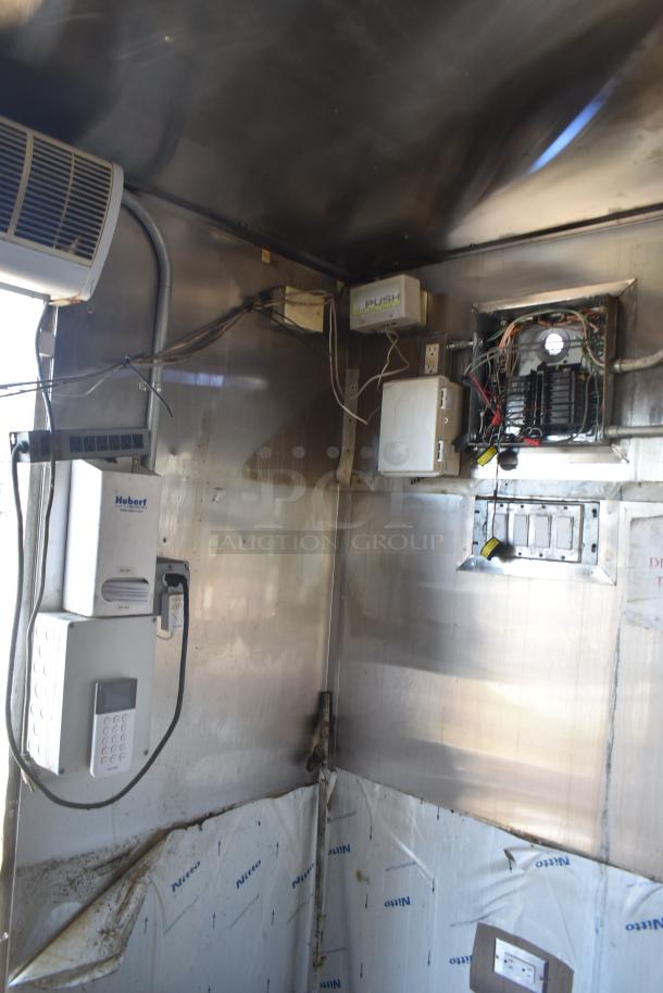 2019 Quality Cargo 8.5' x 24' mobile kitchen trailer interior with wiring and electrical components visible.