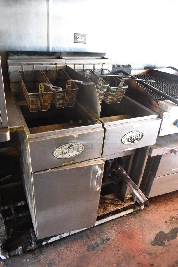 2019 Quality Cargo 8.5' x 24' mobile kitchen trailer with Royal fryers and griddle. Includes grease hood, mildly worn condition.