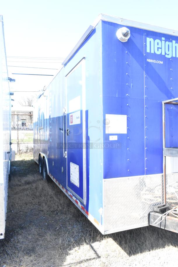 2020 Diamond Cargo 8.5' x 24' mobile kitchen trailer featuring a grease hood, refrigeration, fryers, and griddle.