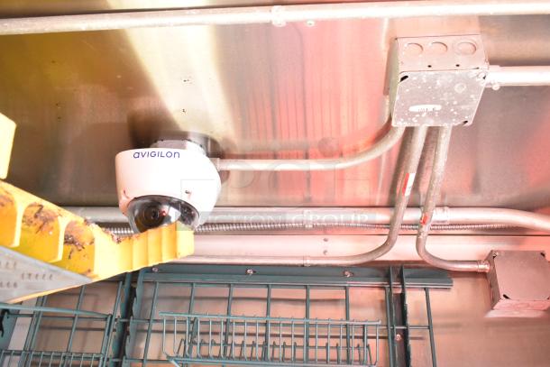 Avigilon security camera and wiring inside the 2020 Diamond Cargo 8.5' x 24' mobile kitchen trailer.