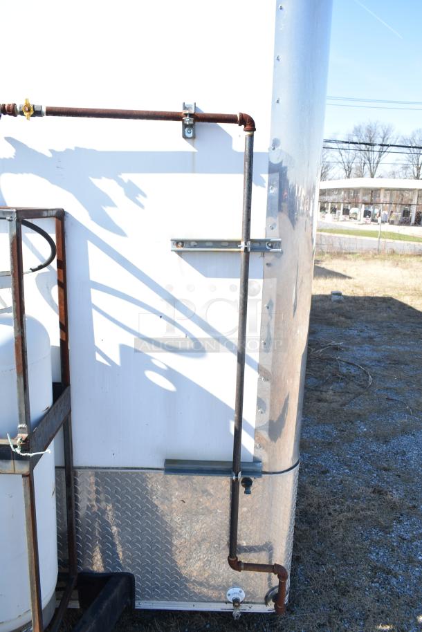 2021 Diamond Cargo 8.5' x 24' trailer, metal pipes visible on side. VIN 53NBE2429M1089847. Cold food & beverage use.