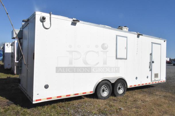 2021 Diamond Cargo 8.5' x 24' food trailer with grease hood and AC. VIN: 53NBE2424M1089724. Clean exterior, dual axles.