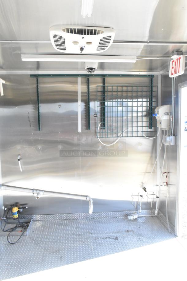 2021 Diamond Cargo 8.5' x 24' food trailer with grease hood, air conditioning, VIN 53NBE2424M1089724, interior view.
