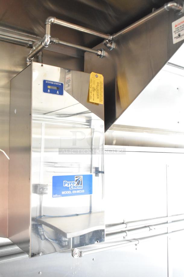 2021 Diamond Cargo 8.5' x 24' food trailer grease hood, Pyro-Chem model EN-MCU3 system, with tags and air conditioning.