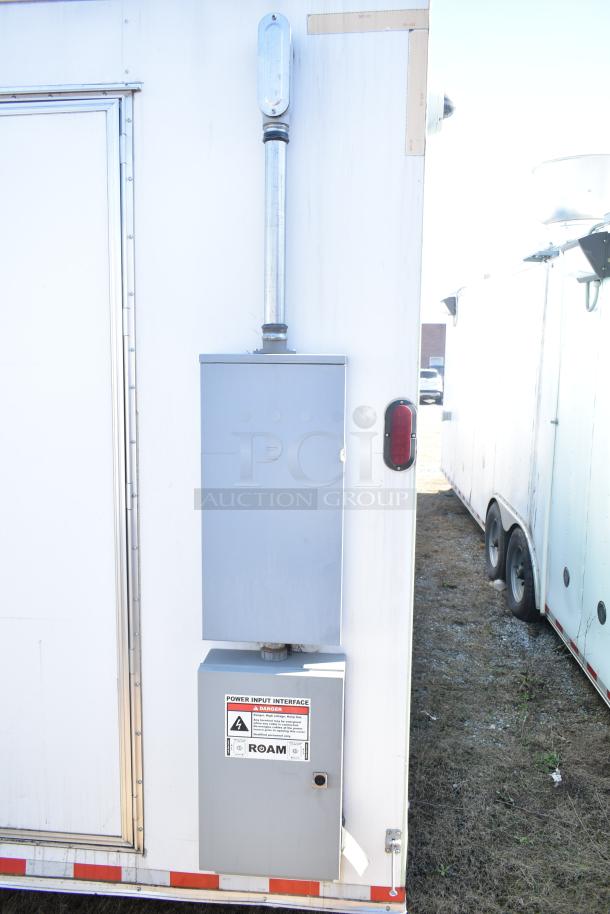 2021 Diamond Cargo 8.5' x 24' cold food and beverage trailer, side view. Power input interface visible. VIN 53NBE2429M1089847.