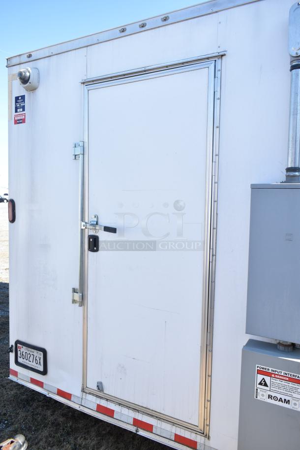 2021 Diamond Cargo 8.5' x 24' cold food trailer, white exterior, secure door, power input interface, VIN 53NBE2429M1089847.
