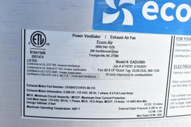 2021 Diamond Cargo 8.5' x 24' trailer for cold food and beverage, excellent condition, VIN: 53NBE2429M1089847. Marked Econ-Air.