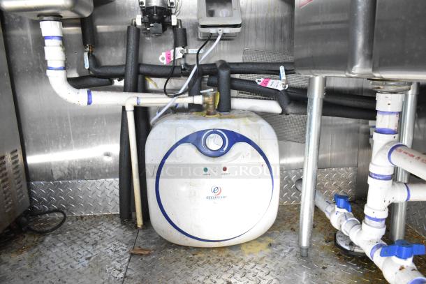 2021 Diamond Cargo 8.5' x 24' cold food trailer interior showing plumbing and water heater unit with visible connections.