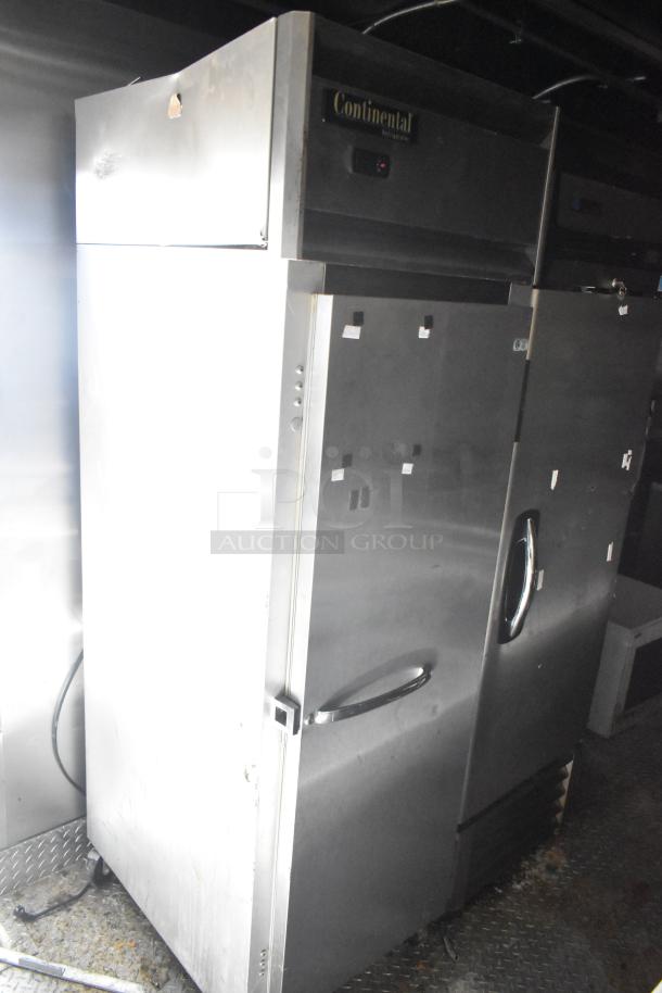 2021 Diamond Cargo 8.5' x 24' Cold Food & Beverage Fulfillment Trailer interior. Large stainless steel Continental refrigerator.